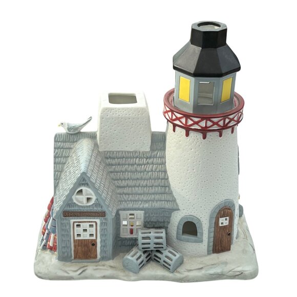 Lighthouse-Themed Ceramic Tea Light Candle Holder By Party Lite - Picture 1 of 7